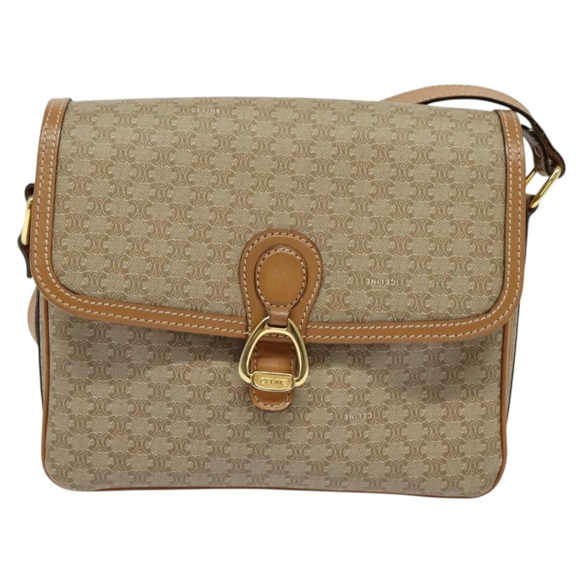 Celine Macadam Shoulder Bag Canvas, BEIGE, CANVAS, Shoulder bag