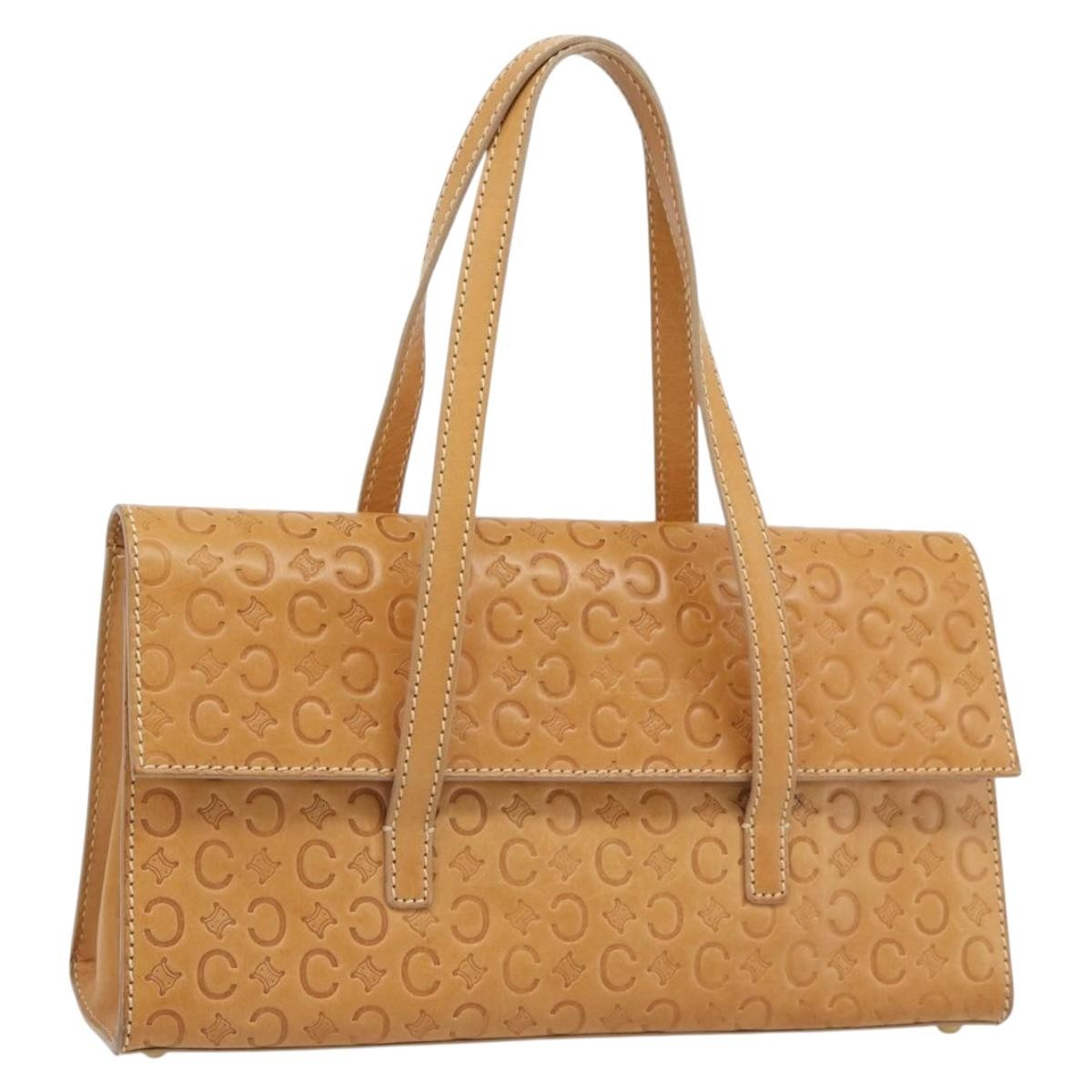 Celine C Macadam Handbag Canvas, Beige, Canvas, Handbag