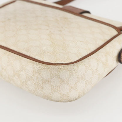 Celine Vintage Macadam Shoulder Bag Canvas and Leather, WHITE, CANVAS, Shoulder bag