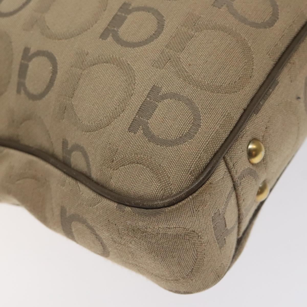 Salvatore Ferragamo Gancini Tote Gancini Canvas, BEIGE, CANVAS, Tote bag