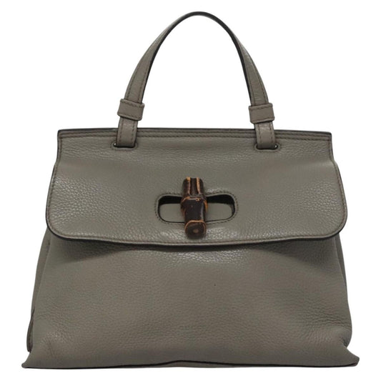 Gucci Bamboo Daily Top Handle Bag Leather, GRAY, LEATHER, Handbag