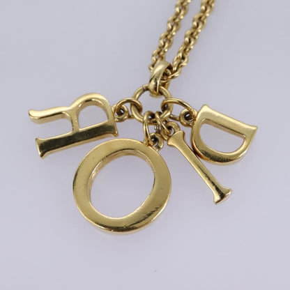 Christian Dior Logo Pendant Necklace Metal with Crystal, GOLD, METAL, Necklace