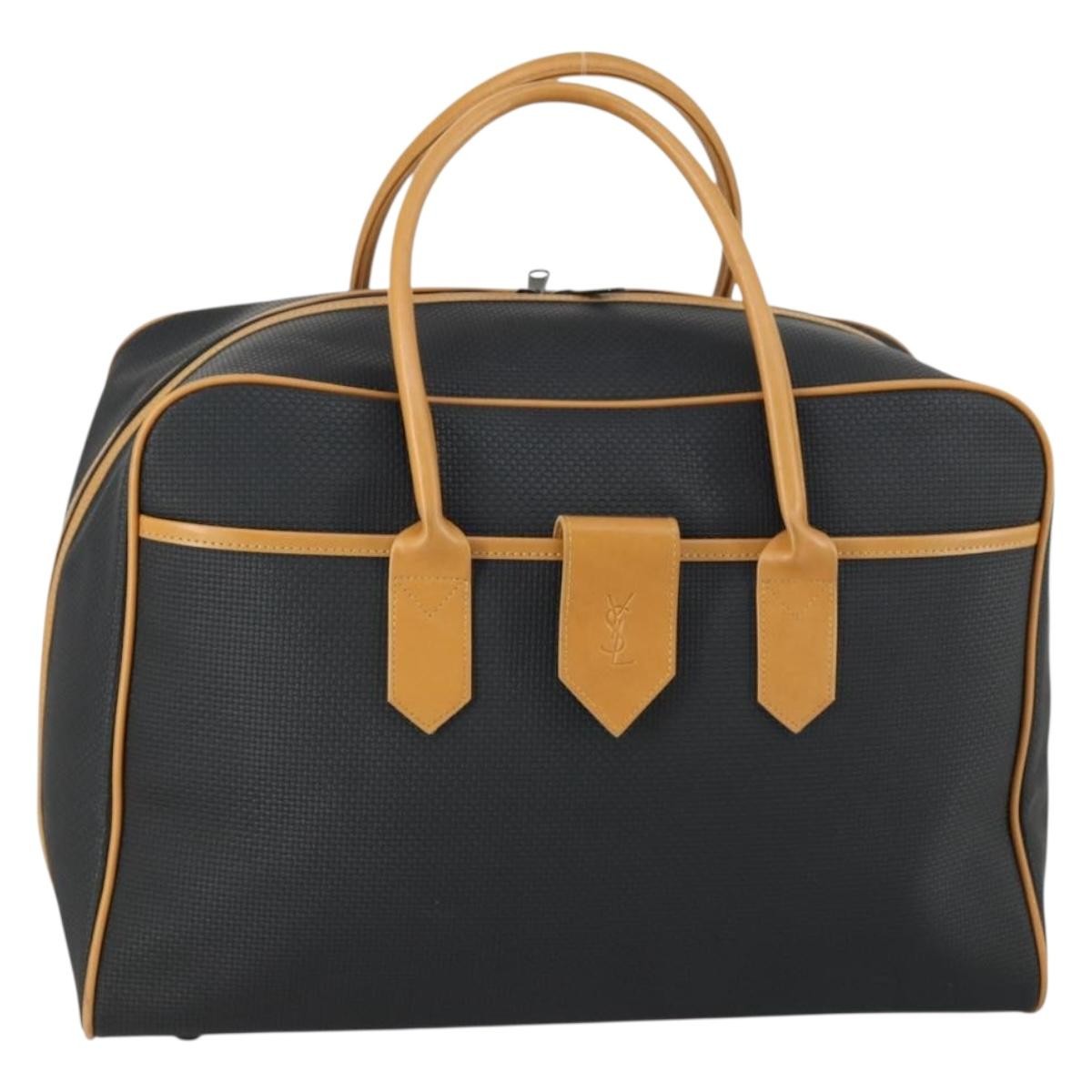 Saint Laurent Vintage Boston PVC Leather, BLACK, PVC, Travel bag