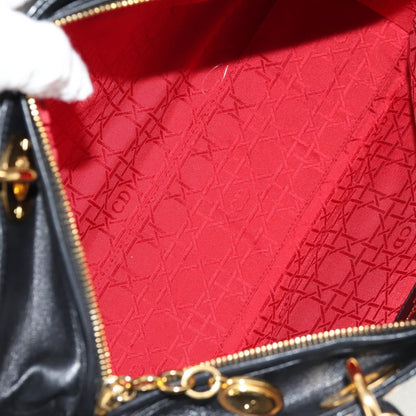 Christian Dior Vintage Lady Dior Bag Cannage Quilt Lambskin, BLACK, LEATHER, Handbag