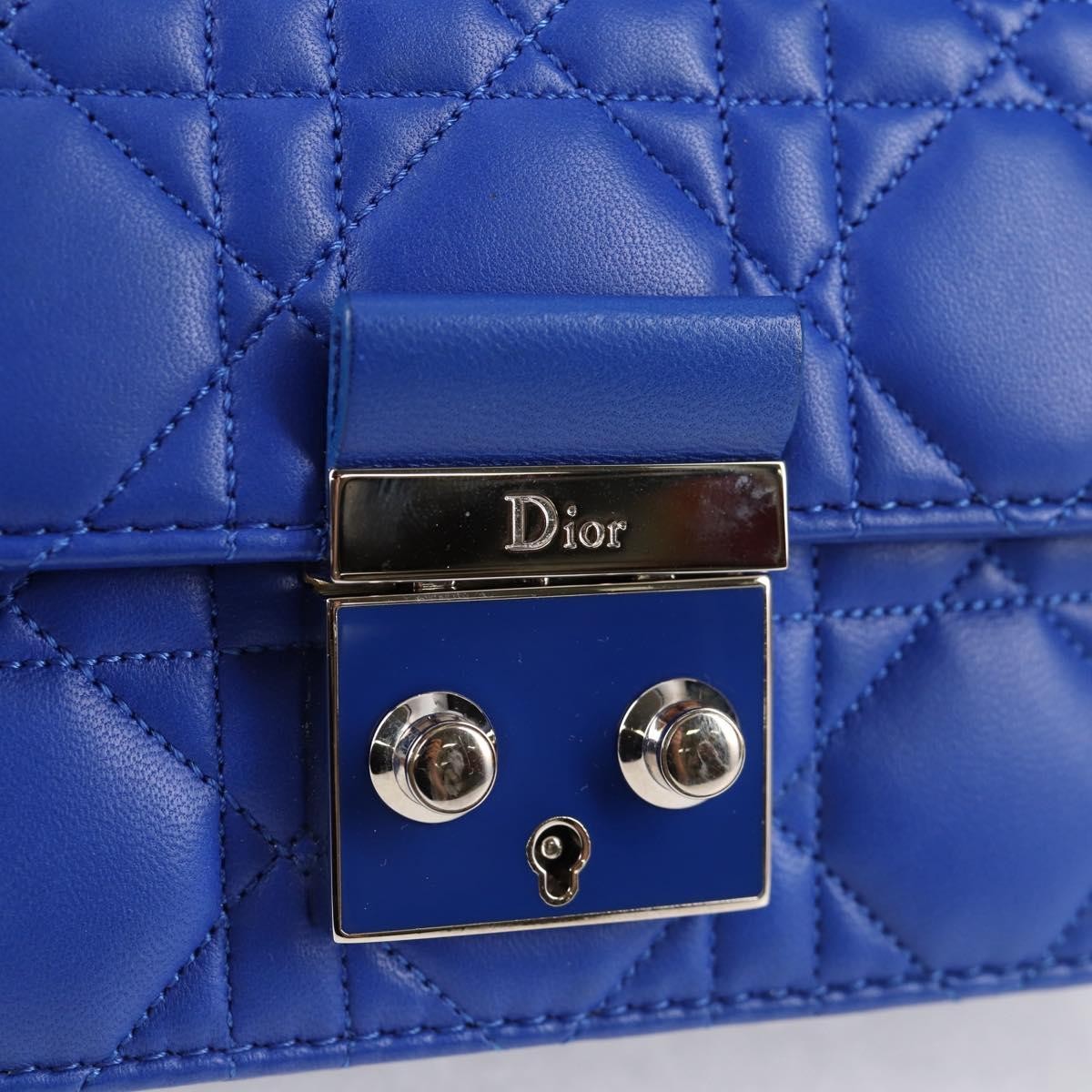 Christian Dior Miss Dior Promenade Pouch Cannage Quilt Lambskin, BLUE, LEATHER, Shoulder bag