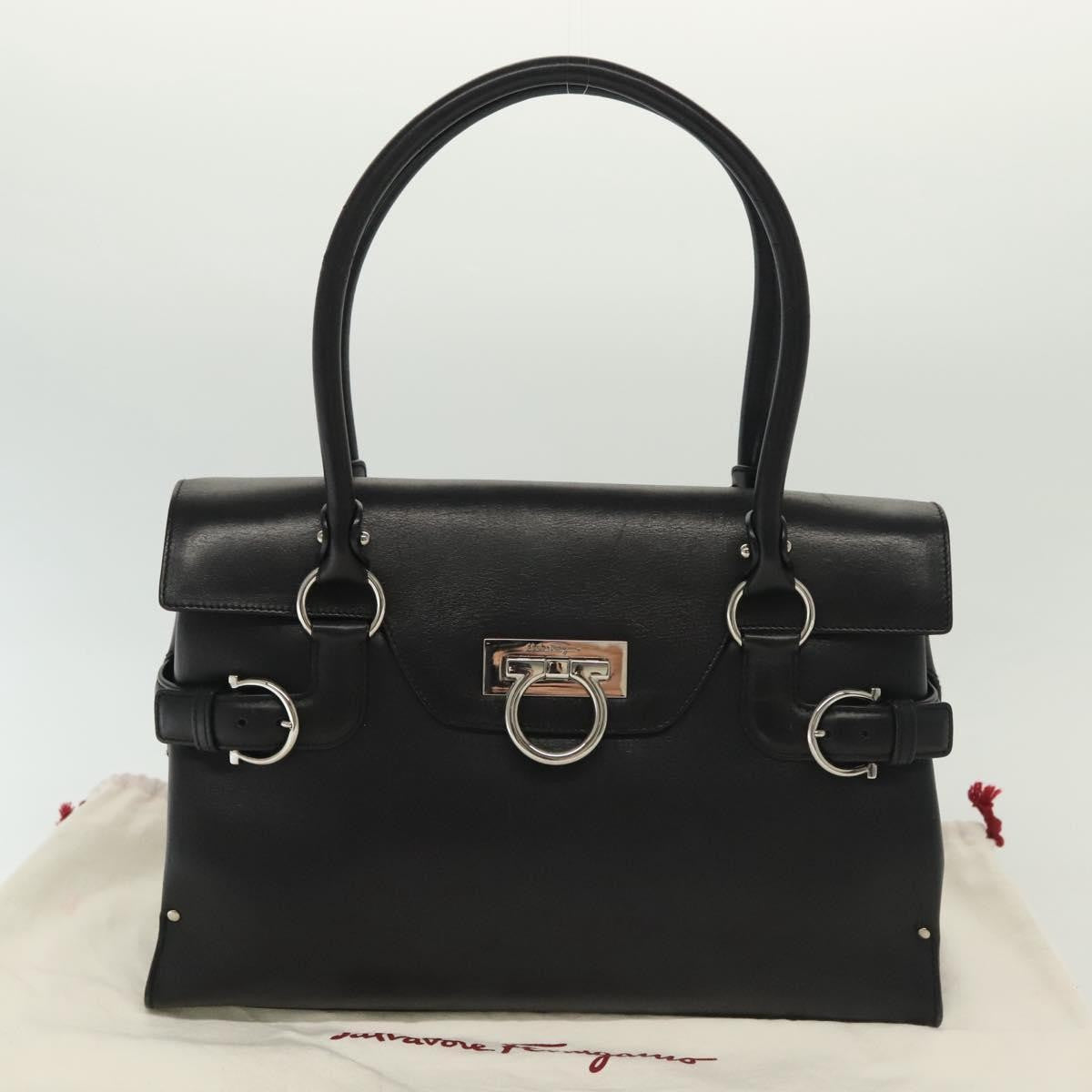 Salvatore Ferragamo Virna Satchel Leather, BLACK, LEATHER, Handbag