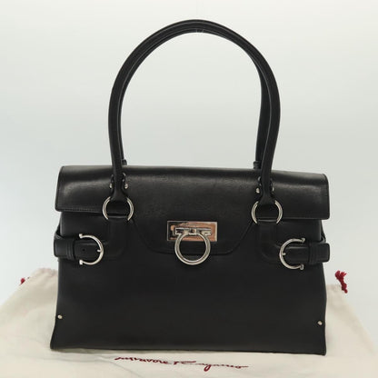 Salvatore Ferragamo Virna Satchel Leather, BLACK, LEATHER, Handbag