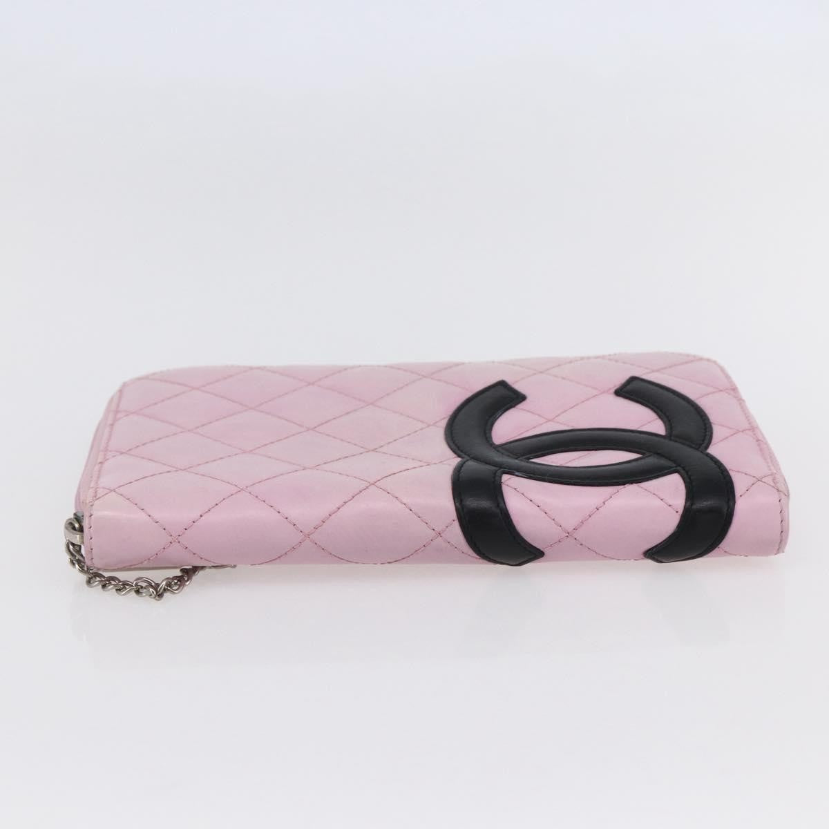 Chanel Cambon Zip Around Wallet Quilted Lambskin, PINK, LEATHER, Wallets