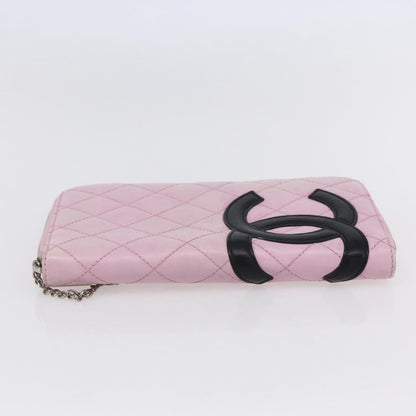 Chanel Cambon Zip Around Wallet Quilted Lambskin, PINK, LEATHER, Wallets