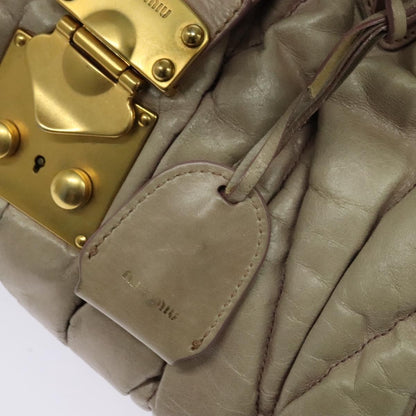 Miu Miu Coffer Convertible Satchel Matelasse Leather, BEIGE, LEATHER, Handbag
