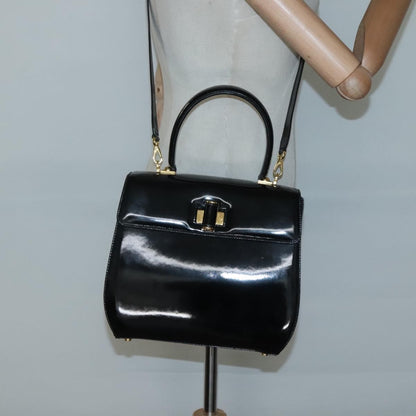 Salvatore Ferragamo Gancini handbag Patent leather, BLACK, PATENT_LEATHER, Handbag