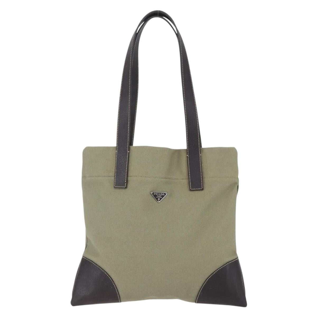 Prada Vintage Tote Canvas, KHAKI, CANVAS, Tote bag