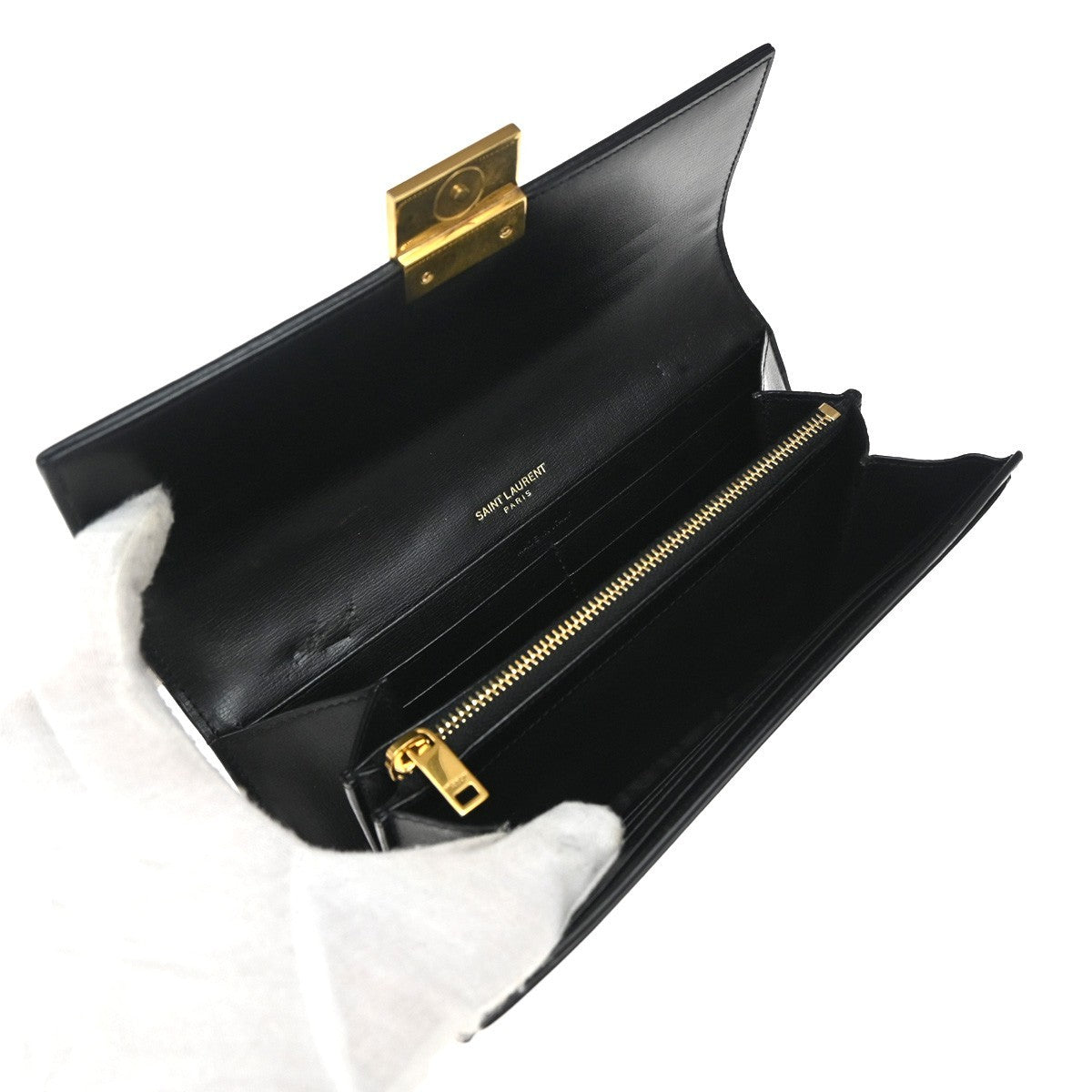 Saint Laurent Bellechasse Flap Wallet Leather, BLACK, LEATHER, Wallets