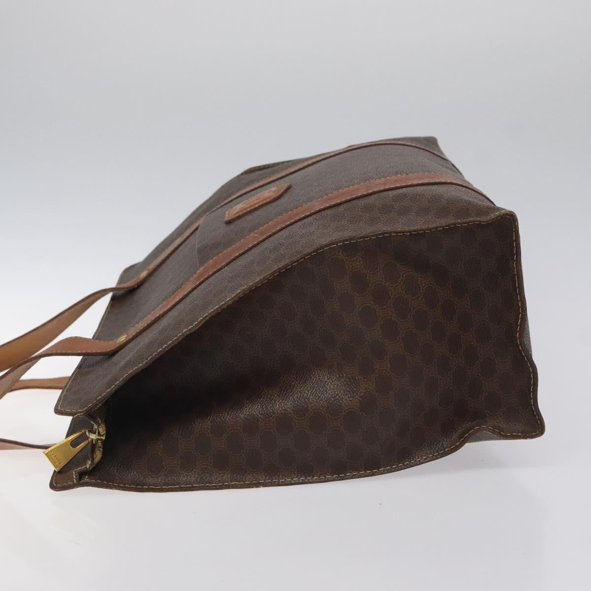 Celine Vintage Macadam Handbag Leather, BROWN, LEATHER, Handbag