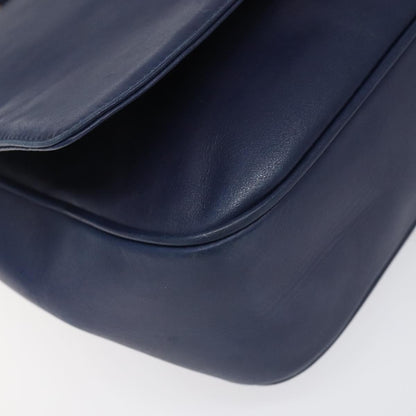 Celine Circle logo Leather, BLUE, LEATHER, Handbag