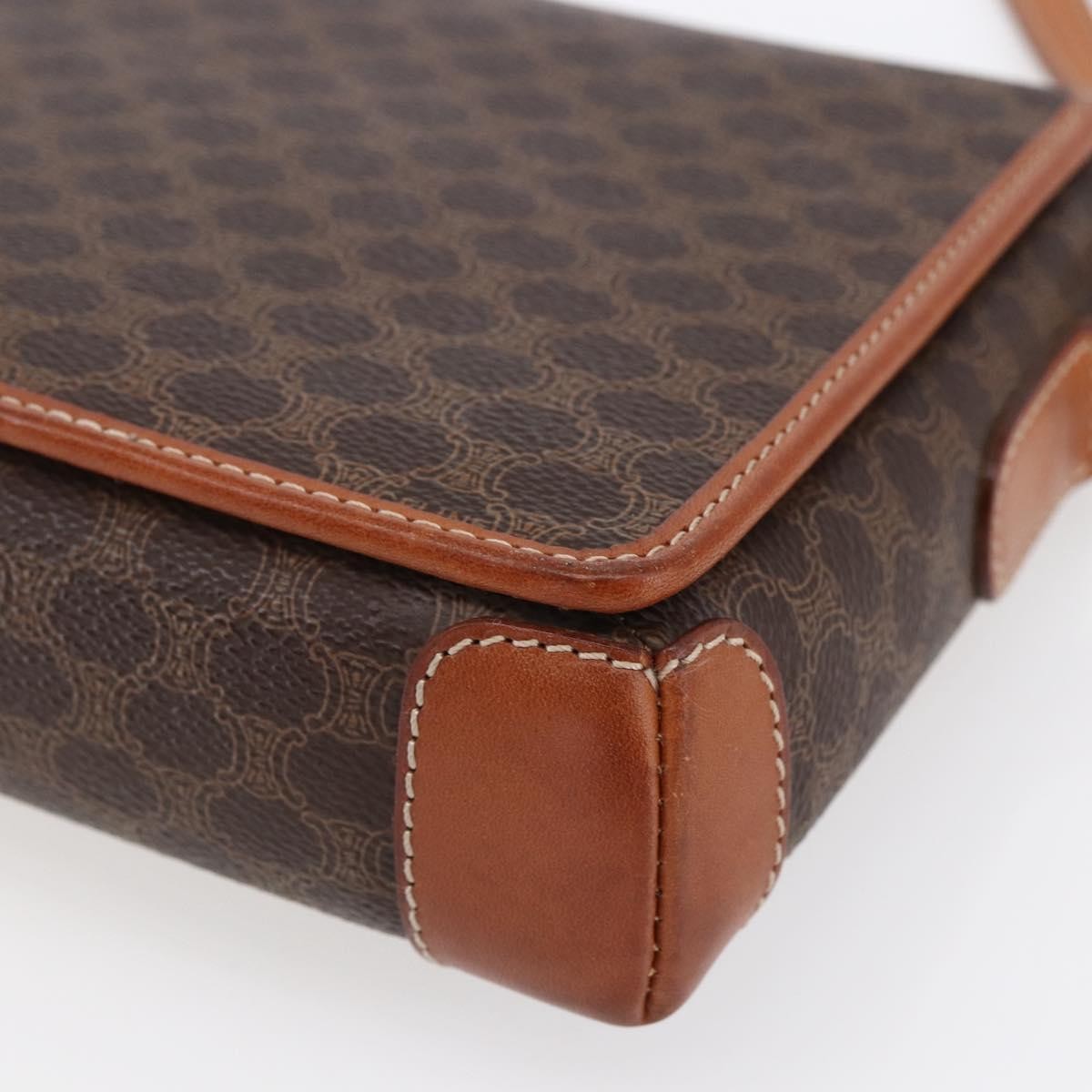 Celine Vintage Macadam Shoulder Bag Canvas and Leather, BROWN, CANVAS, Shoulder bag