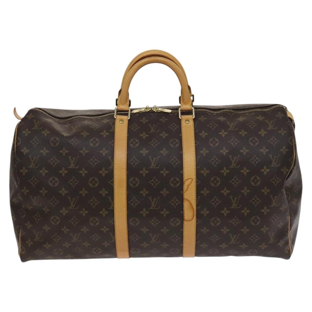 Louis Vuitton Keepall Bag Monogram Canvas, BROWN, CANVAS, Travel bag