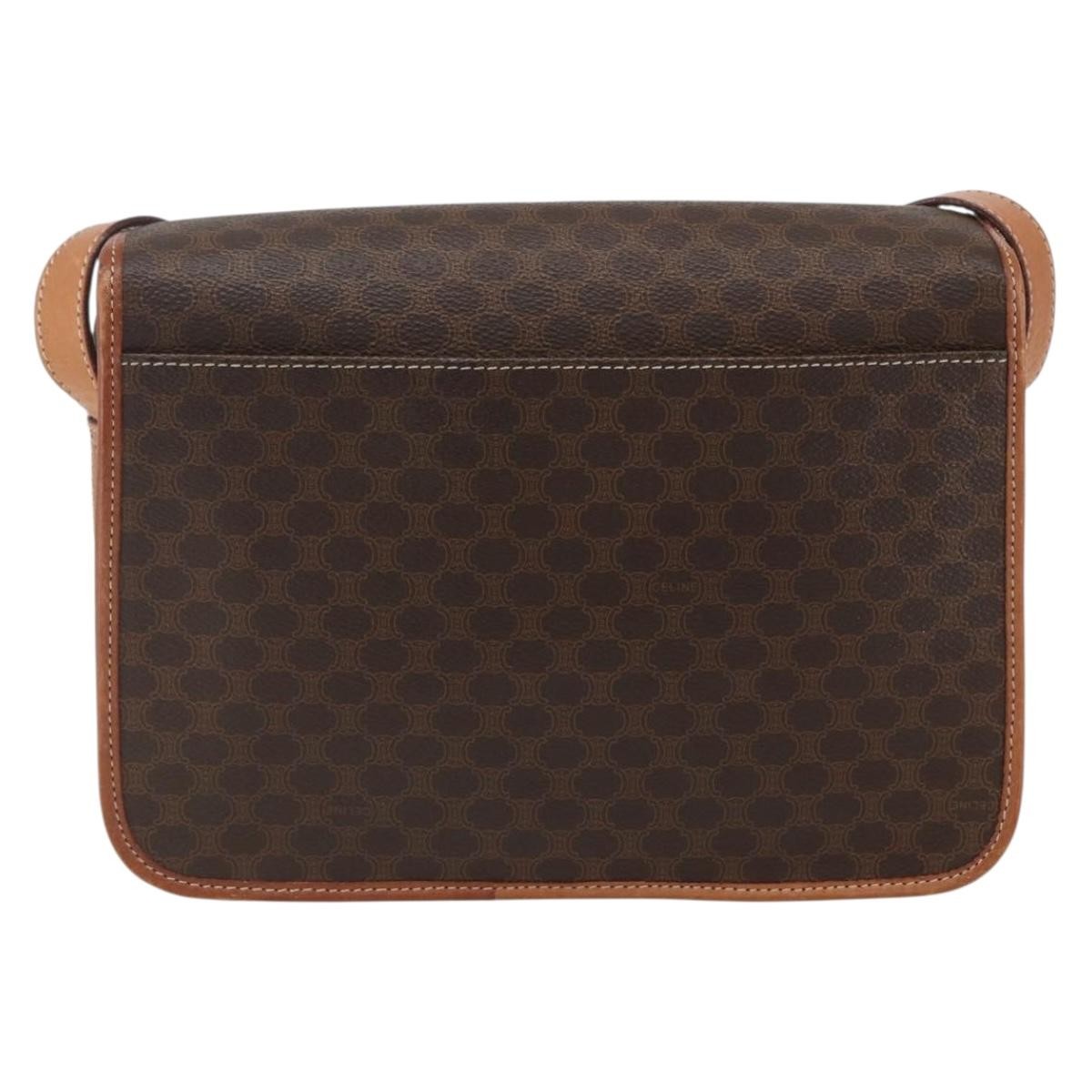 Celine Vintage Macadam Shoulder Bag Canvas and Leather, BROWN, CANVAS, Shoulder bag