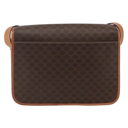 Celine Vintage Macadam Shoulder Bag Canvas and Leather, BROWN, CANVAS, Shoulder bag