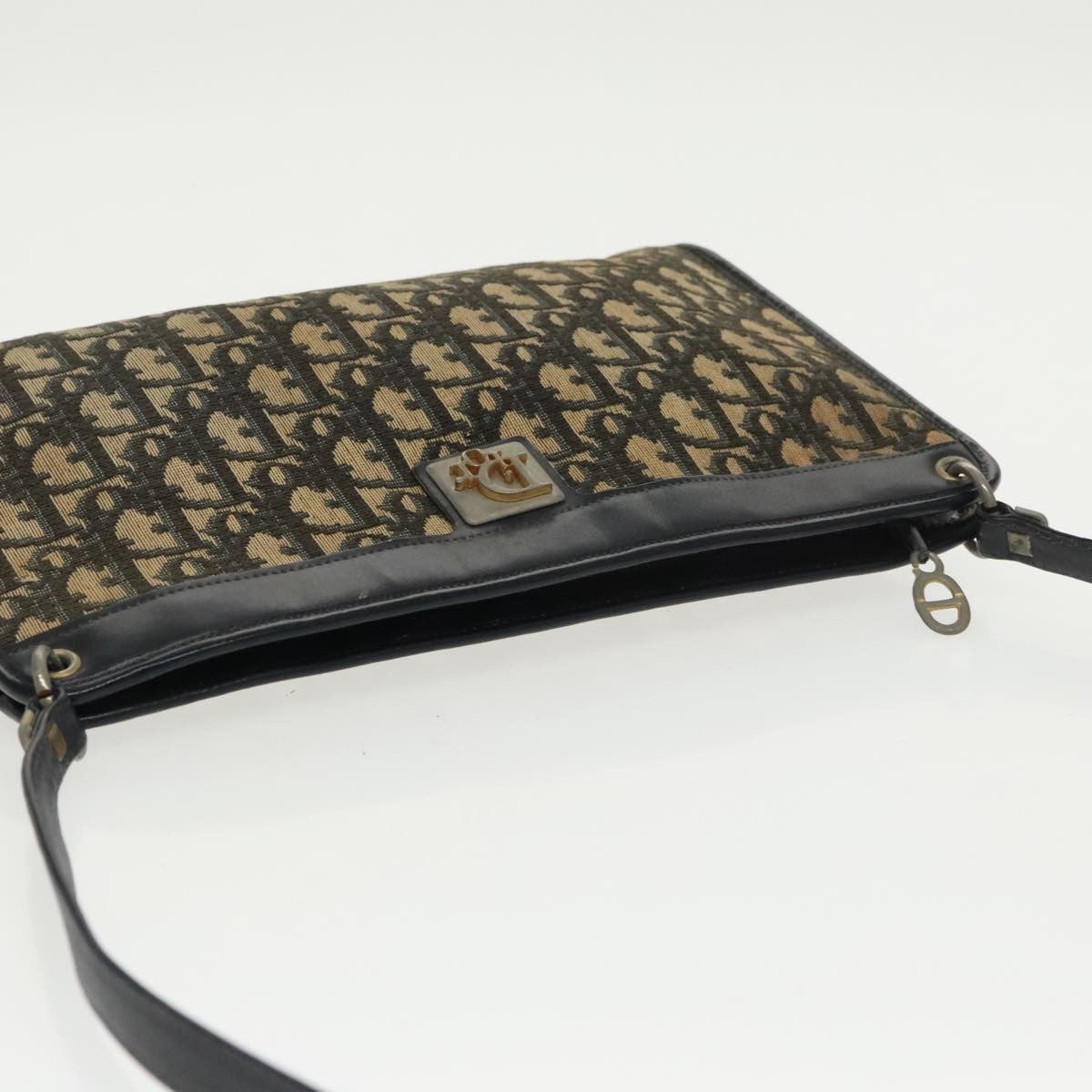 Christian Dior Vintage Trotter Shoulder Bag Canvas, NAVY, CANVAS, Shoulder bag