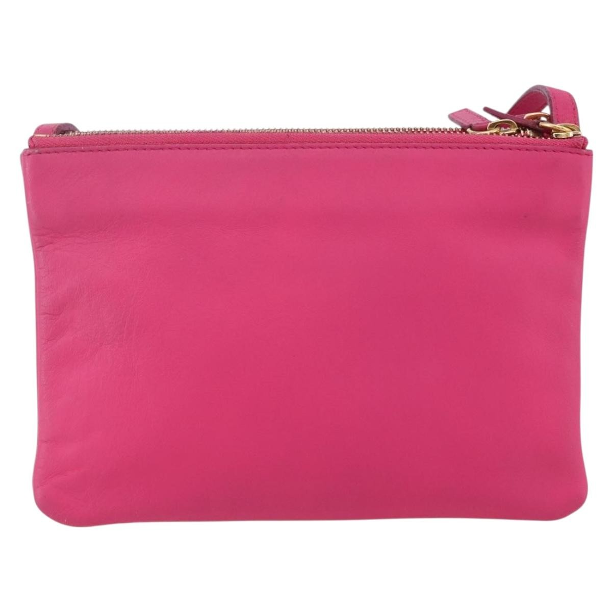 Celine Trio Crossbody Bag Leather, PINK, LEATHER, Shoulder bag