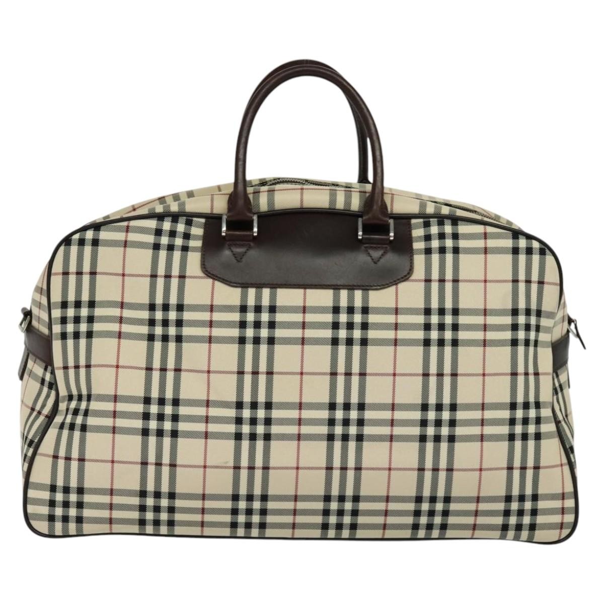 Burberry Vintage Zip Around Duffle Bag House Check Canvas, BEIGE, CANVAS, Travel bag