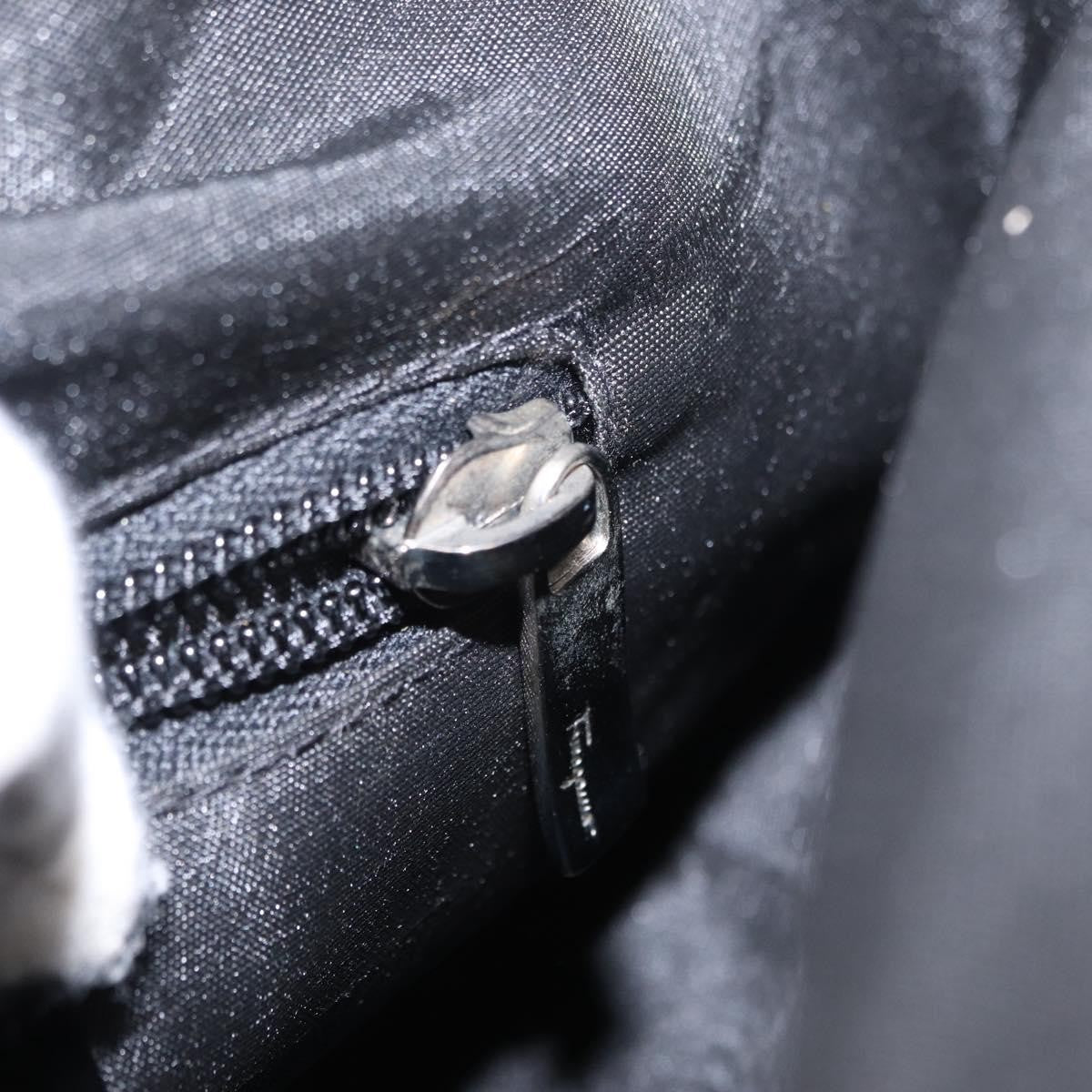 Salvatore Ferragamo Gancini Shoulder Bag Nylon, BLACK, LEATHER, Shoulder bag