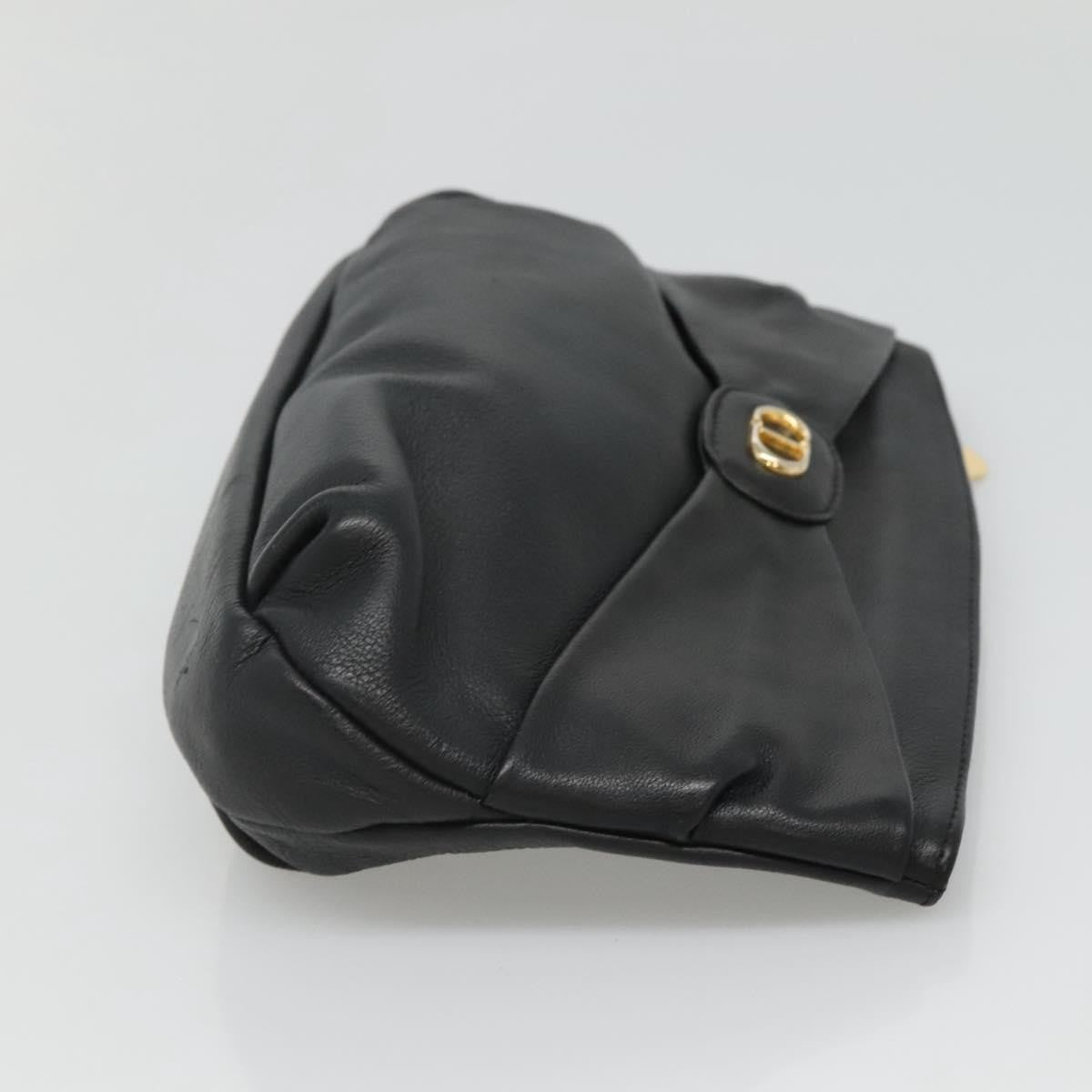 Christian Dior CD Zip Pouch Leather, BLACK, LEATHER, Clutche & pouche