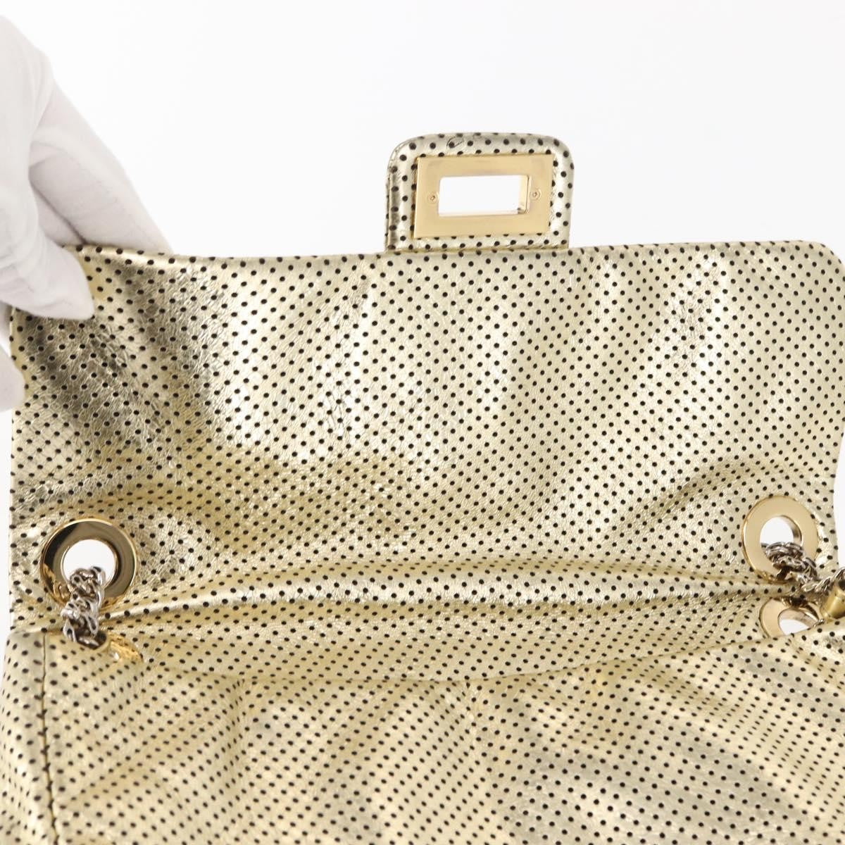 Chanel Drill Flap Bag Perforated Leather, GOLD, LEATHER, Handbag