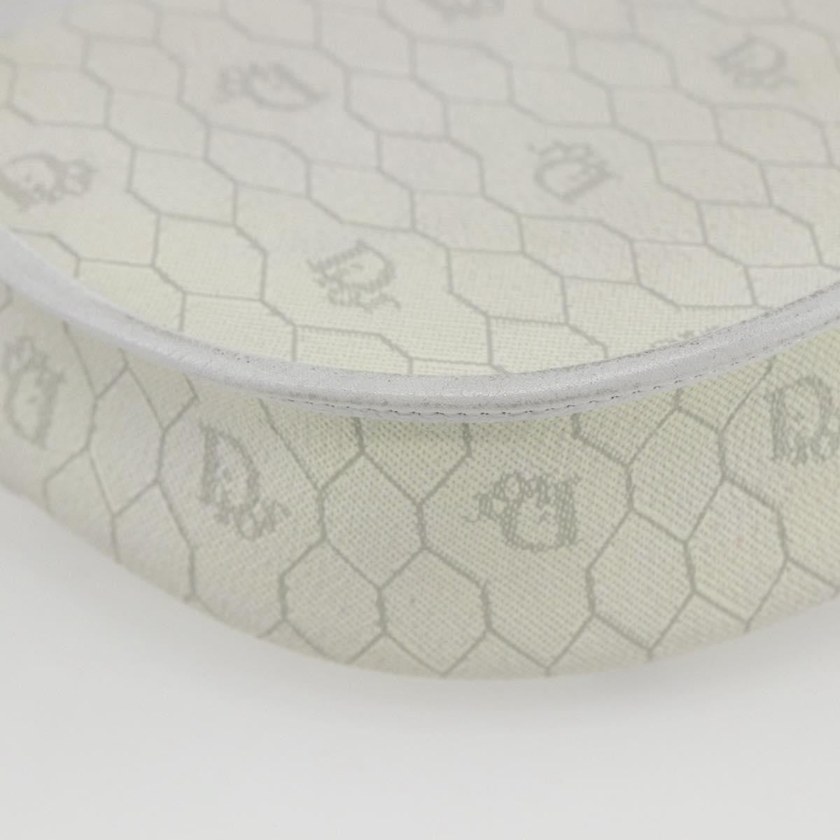 Christian Dior Vintage Honeycomb Flap Crossbody Bag Coated Canvas, WHITE, CANVAS, Shoulder bag
