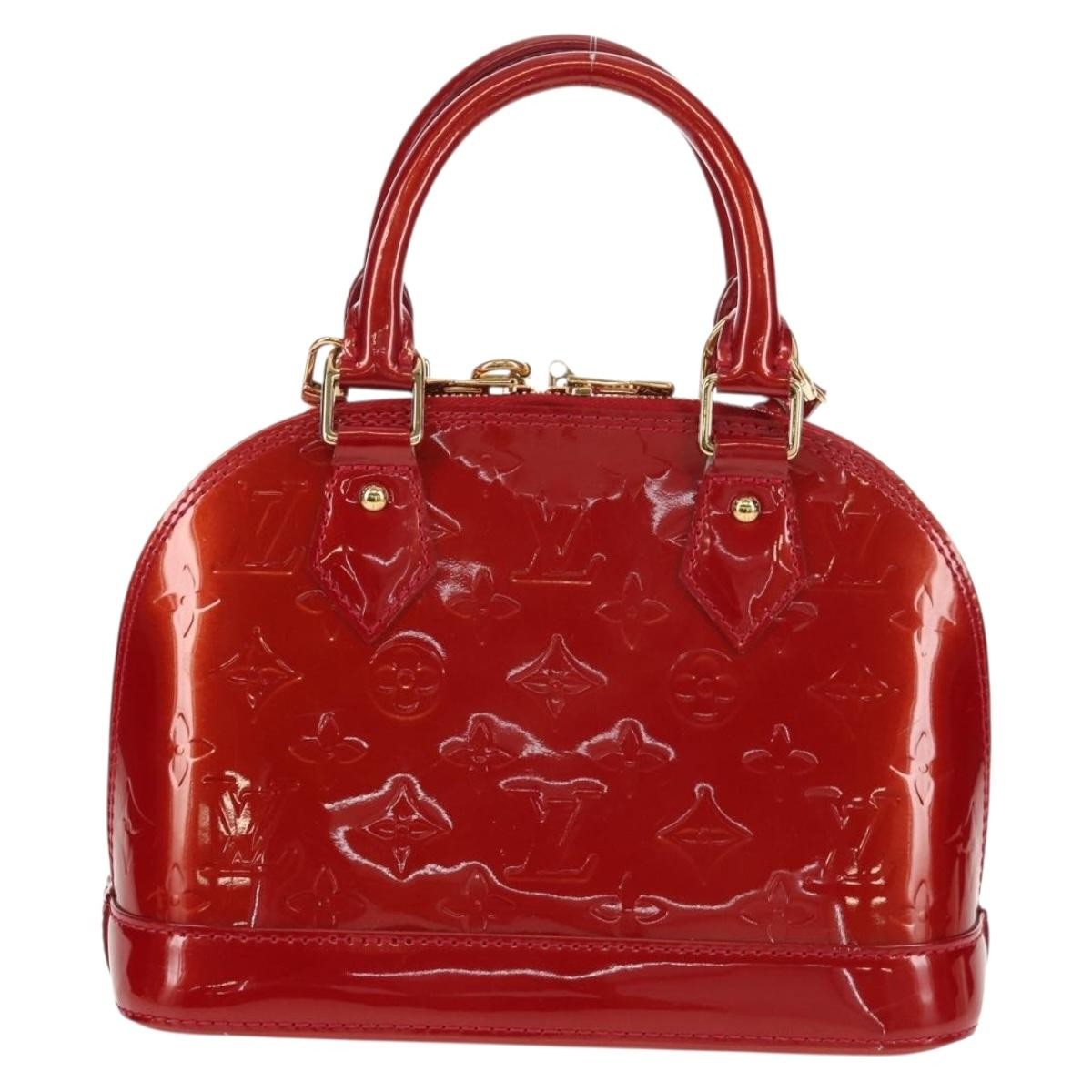 Louis Vuitton Alma Handbag Monogram Vernis, RED, PATENT_LEATHER, Handbag