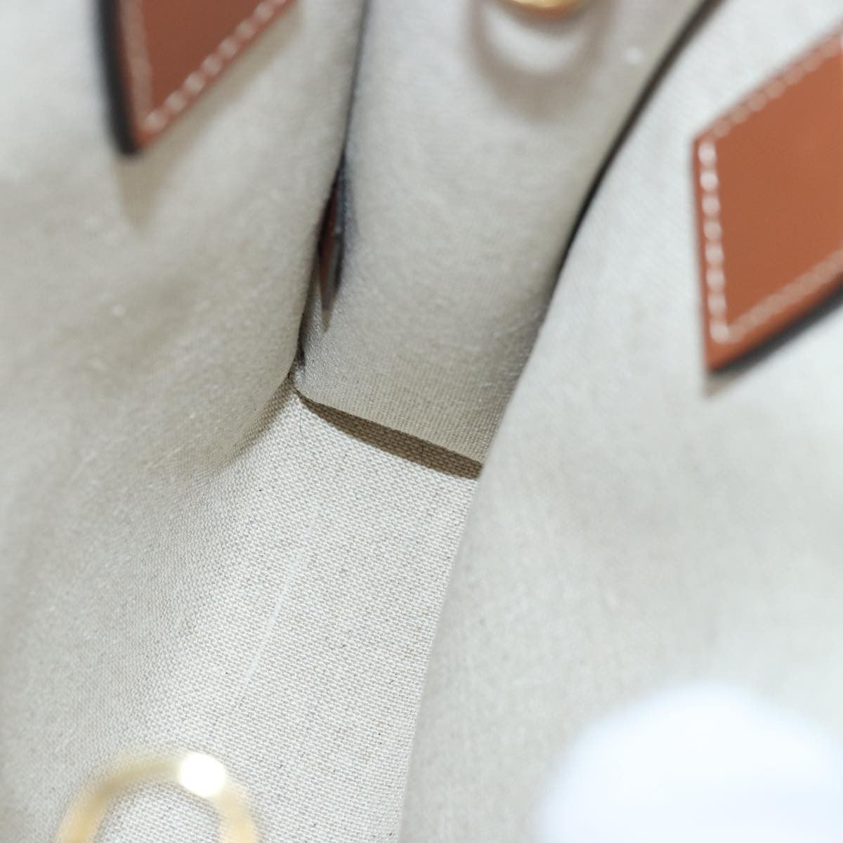 Celine Vertical Cabas Tote Canvas with Leather, WHITE, CANVAS, Handbag