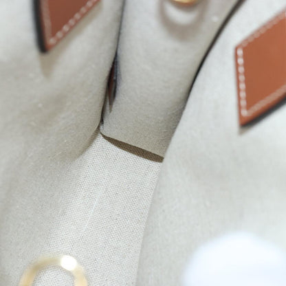 Celine Vertical Cabas Tote Canvas with Leather, WHITE, CANVAS, Handbag