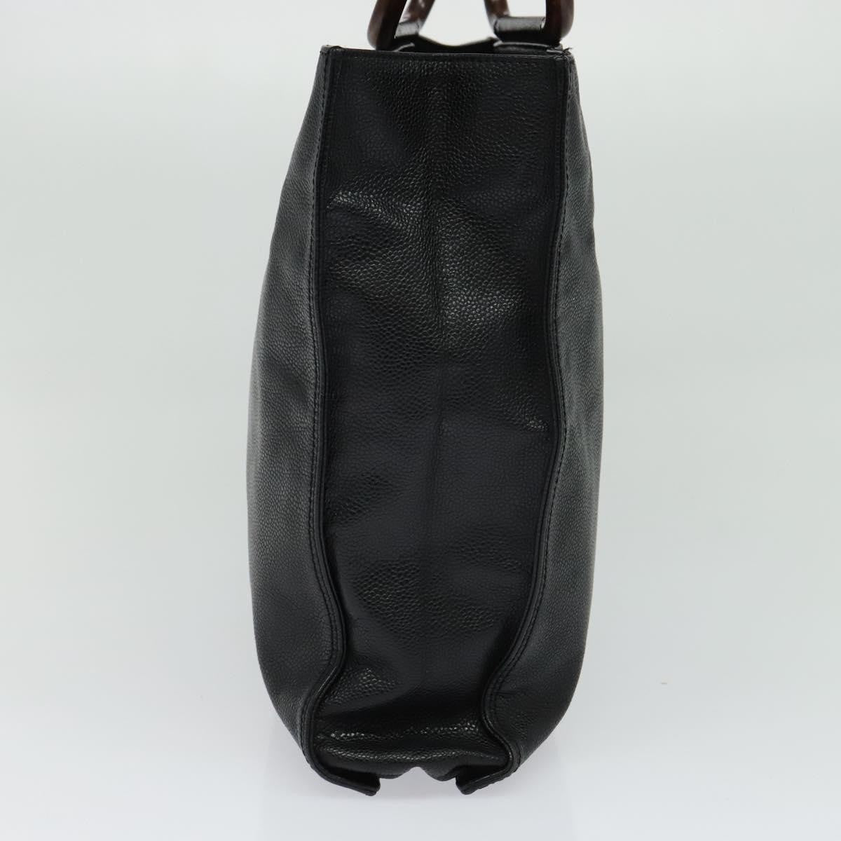 Chanel Vintage Wooden Ring Tote Caviar, BLACK, LEATHER, Tote bag