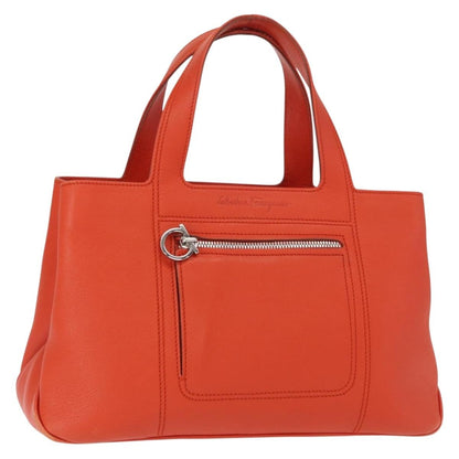 Salvatore Ferragamo Gancini handbag Leather, ORANGE, LEATHER, Handbag