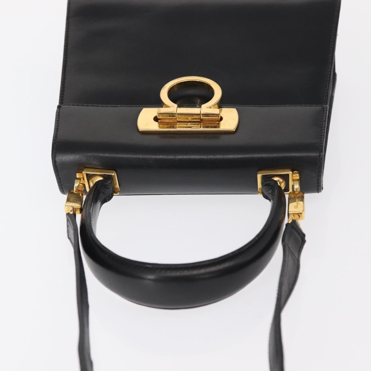 Salvatore Ferragamo Gancini Convertible Top Handle Bag Leather, BLACK, LEATHER, Handbag