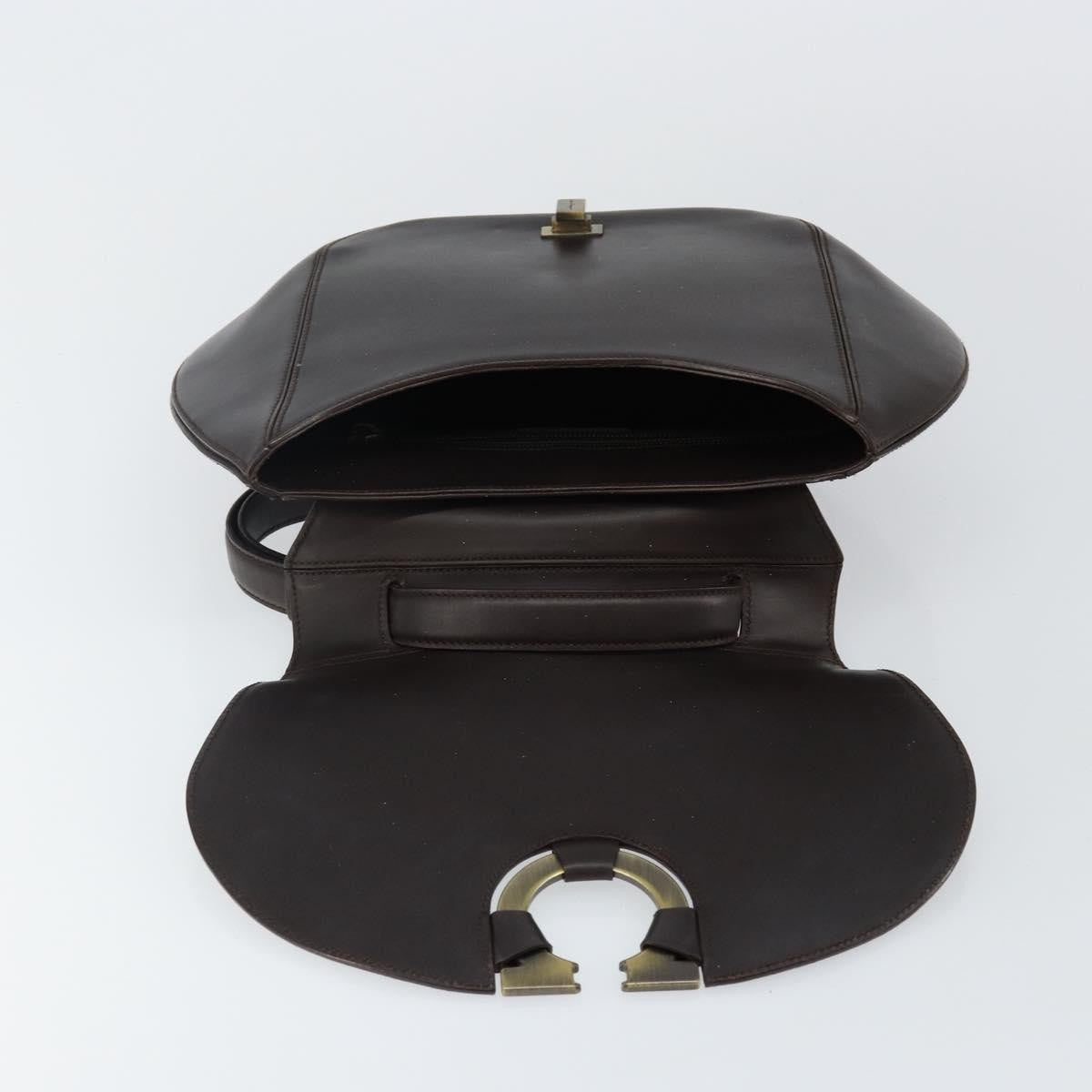 Salvatore Ferragamo Gancini handbag Leather, BLACK, LEATHER, Handbag