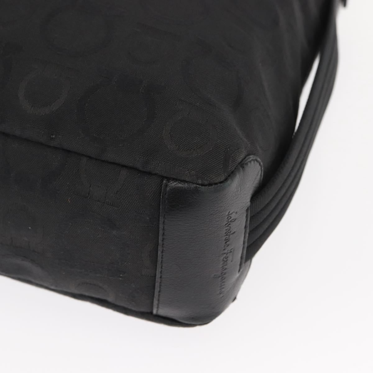 Salvatore Ferragamo Vintage Gancini Convertible Top Handle Bag Canvas, BLACK, CANVAS, Shoulder bag