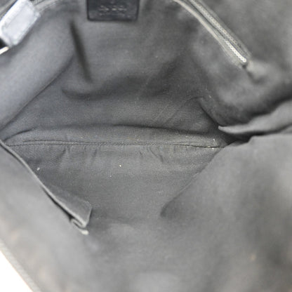 Gucci Zip Messenger Bag GG Canvas with Perforated Leather, BLACK, CANVAS, Shoulder bag
