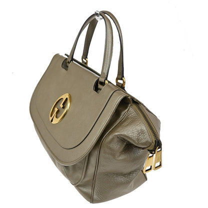 Gucci 1973 Top Handle Bag Leather, GOLD, LEATHER, Handbag