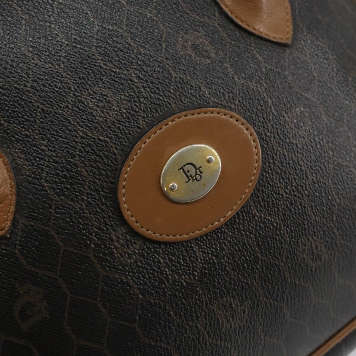 Christian Dior Vintage Honeycomb Handbag Canvas Leather, BLACK, CANVAS, Handbag