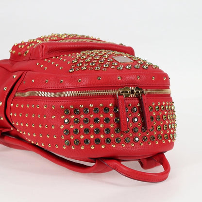 MCM Vintage Vicetos Backpack Leather, Red, Leather, Backpack