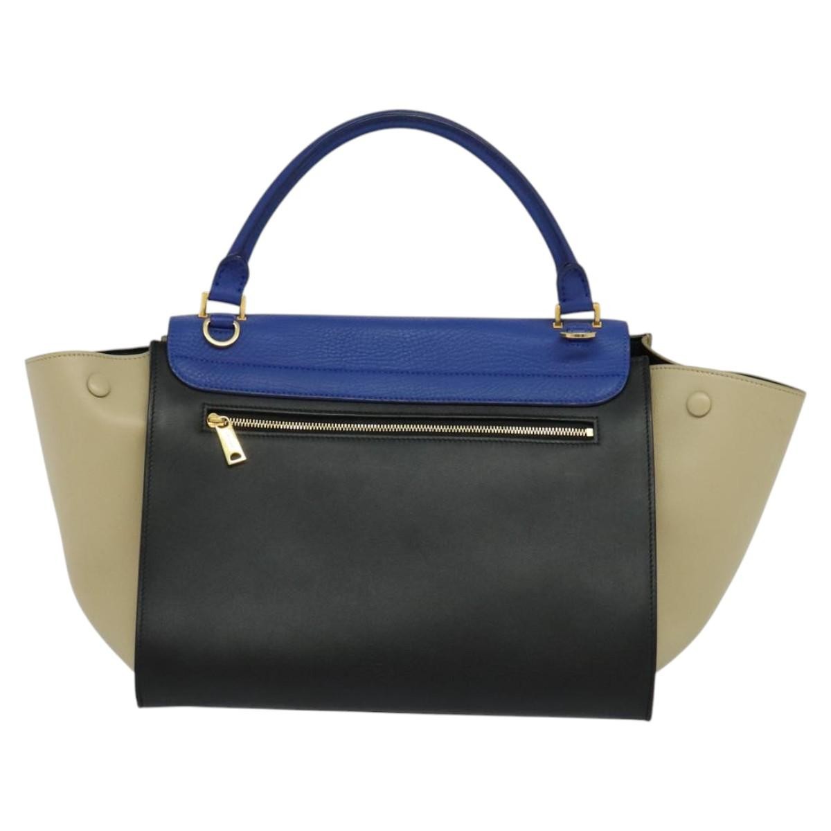 Celine Trapeze Bag Leather, BLUE, LEATHER, Handbag