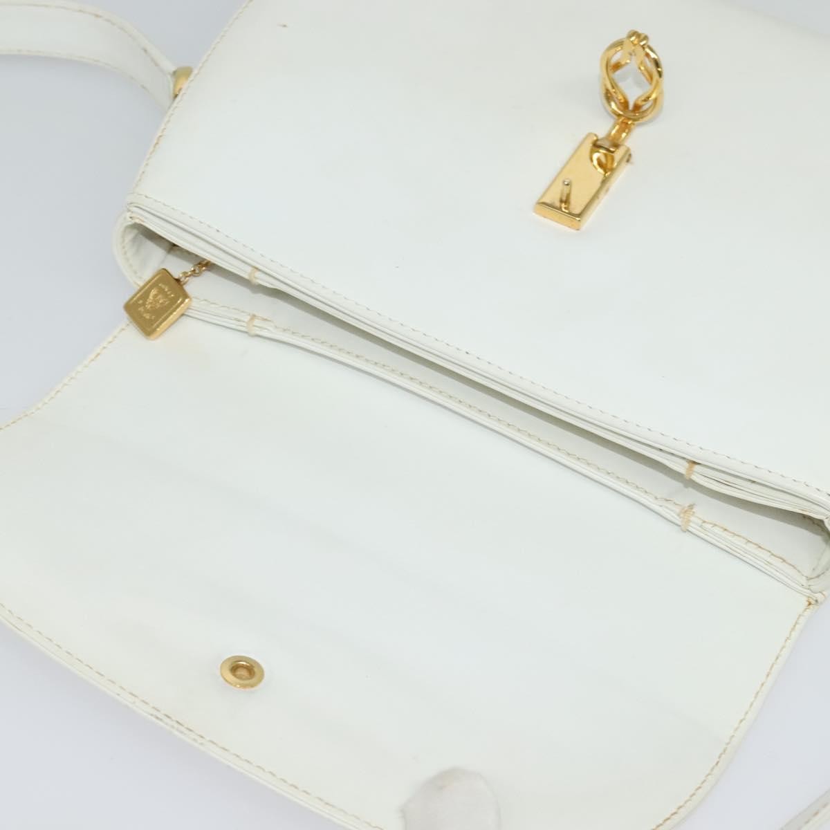 Gucci Vintage Flap Crossbody Bag Leather, WHITE, LEATHER, Shoulder bag