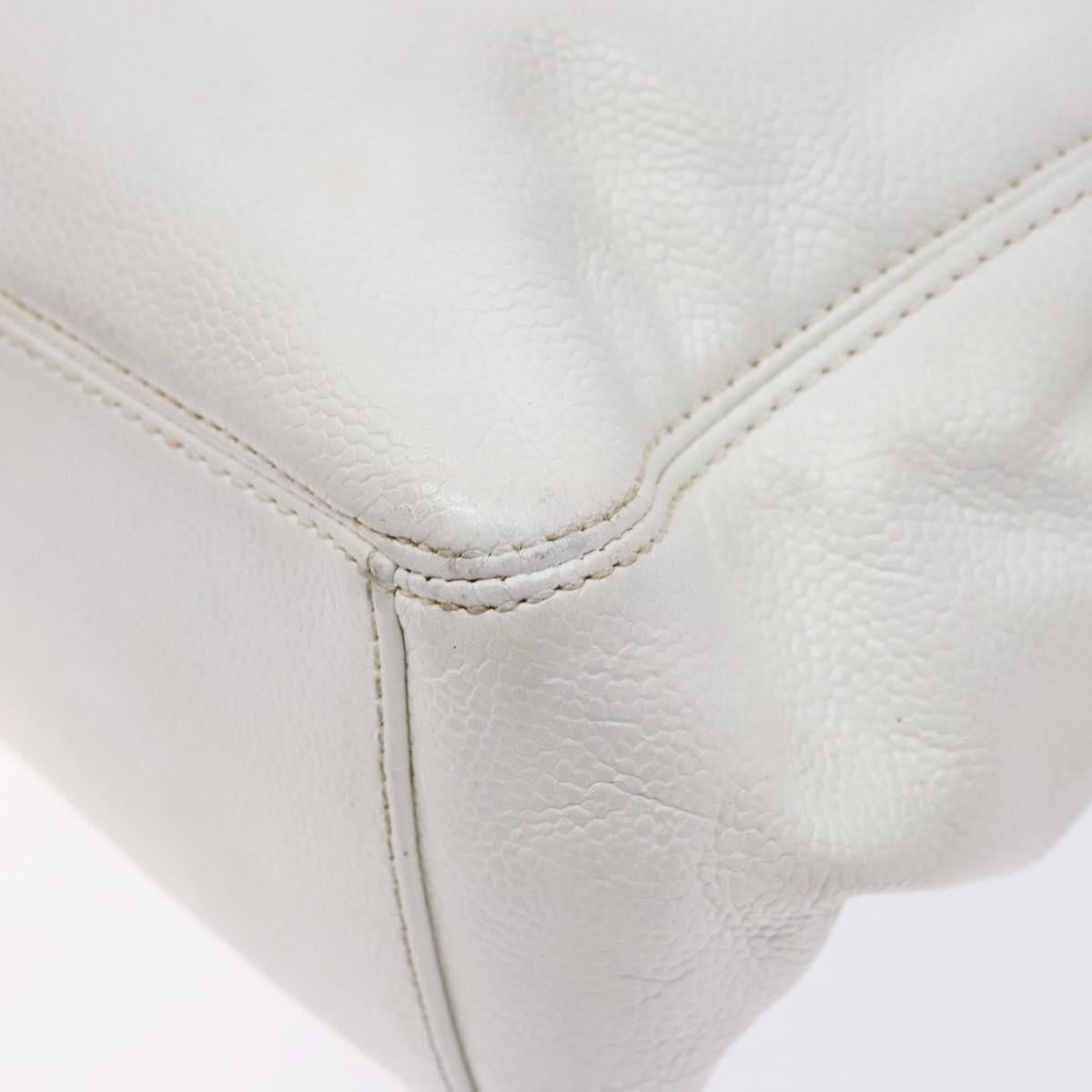 Chanel Vintage Wooden Ring Tote Leather, WHITE, LEATHER, Tote bag