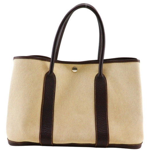 Hermes Garden Party Tote Toile and Leather, BEIGE, CANVAS, Tote bag