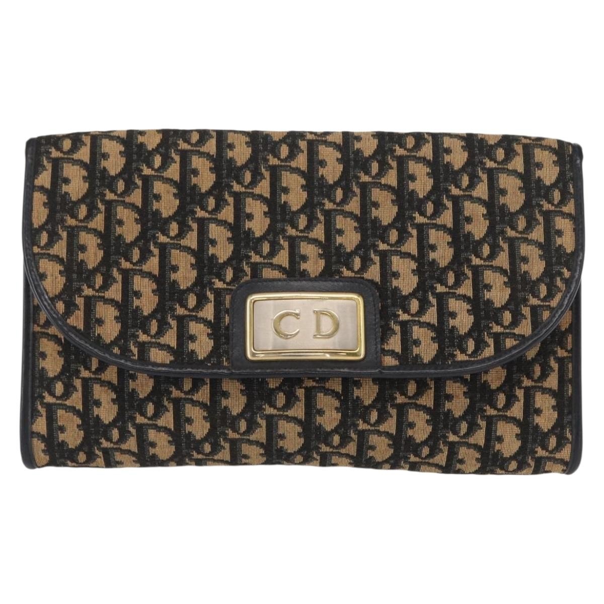 Christian Dior Vintage CD Chain Flap Shoulder Bag Diorissimo Canvas, NAVY, CANVAS, Shoulder bag