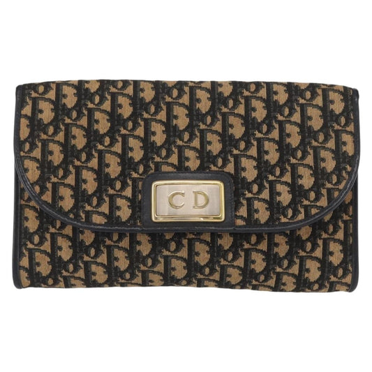 Christian Dior Vintage CD Chain Flap Shoulder Bag Diorissimo Canvas, NAVY, CANVAS, Shoulder bag