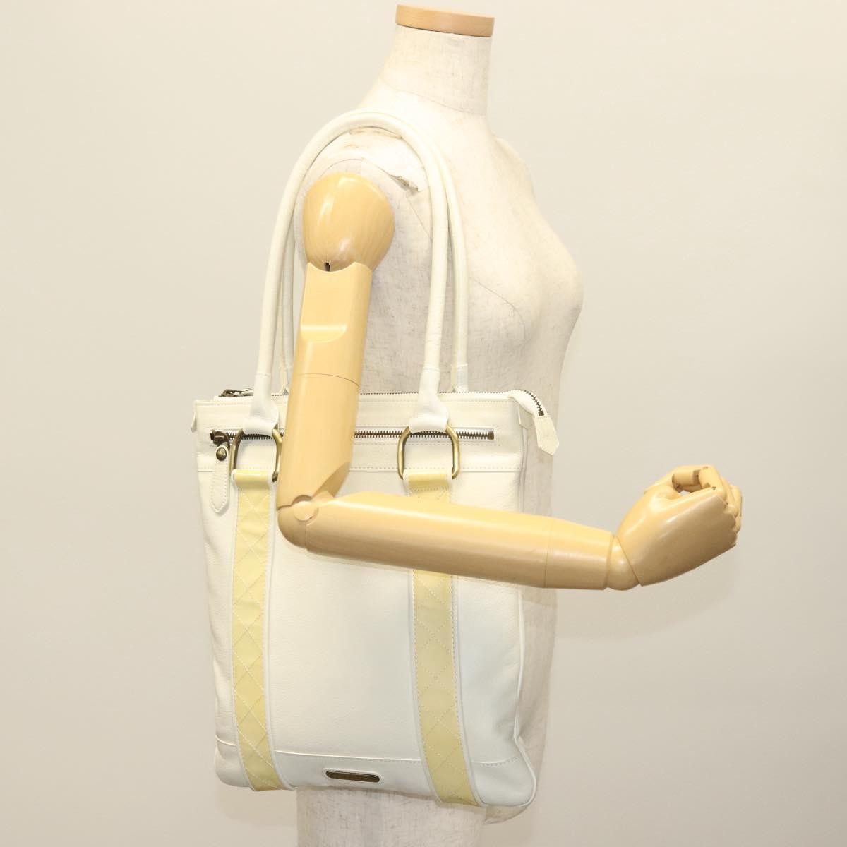 Burberry Vintage Tote Leather, WHITE, LEATHER, Tote bag