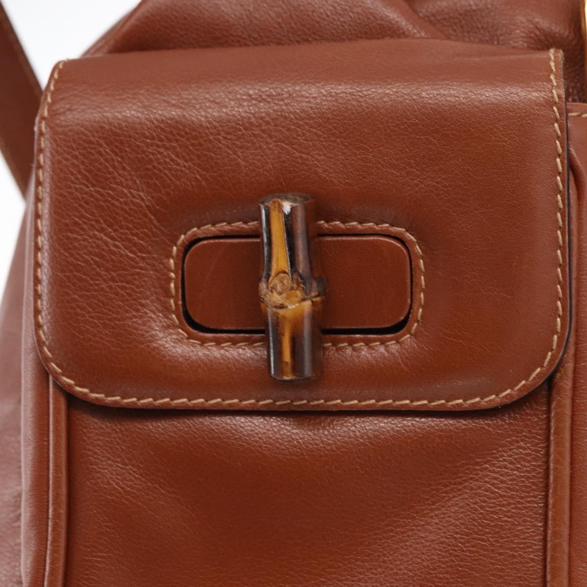 Gucci Vintage Bamboo Backpack Leather, Brown, Leather, Backpack